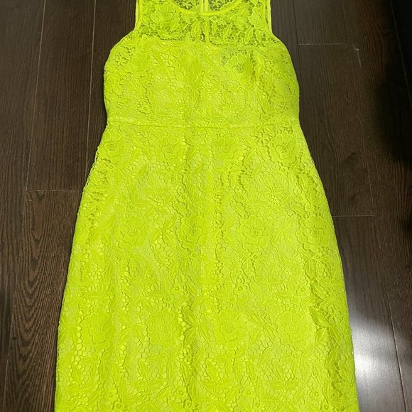 J.CREW Collection Sheath Dress Lace Neon Yellow - Picture 2 of 6